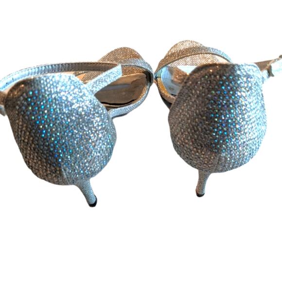 PIERRE DUMAS Silver Sparkle Formal Heels 10 Prom - Picture 5 of 10
